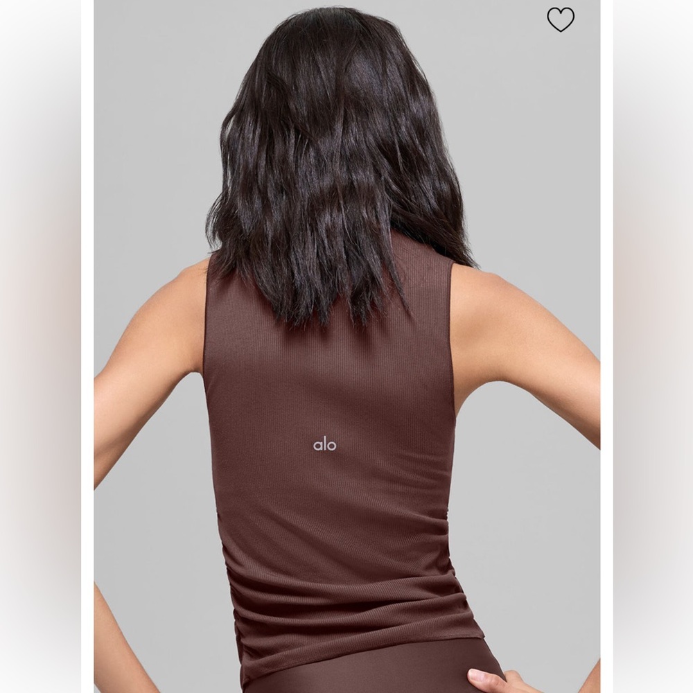 ALO Yoga Ribbed En Pointe Tank - Brownstone - Picture 2 of 4
